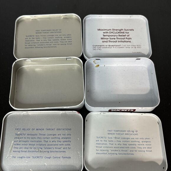 Vintage Sucrets Throat Lozenges - Lot of 4 Tins (empty) USA Movie Prop - Picture 4 of 4